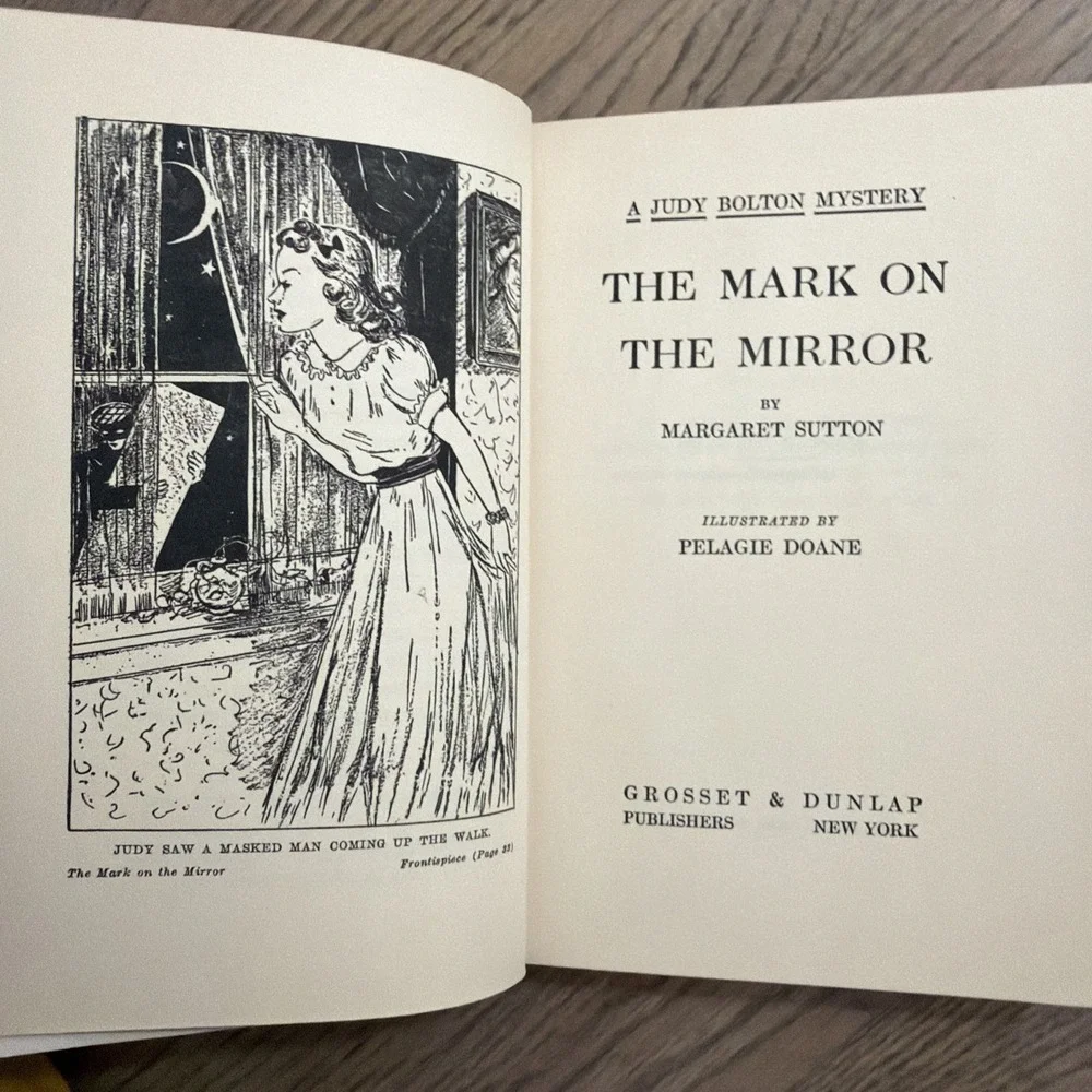 The Mark on the Mirror, Judy Bolton Myster, by Margaret Sutton HC/DJ 1942 Red